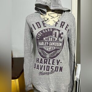 Medium Harley Davison Bike Tour LS Hooded T-shirt